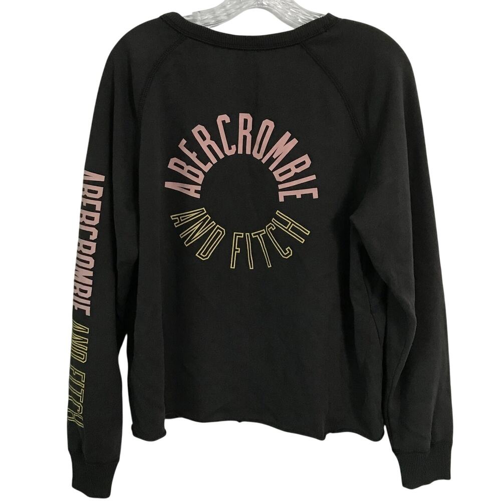 Abercrombie and Fitch Top Large Womens Dark Gray Spell Out on Sleeve and Back L
